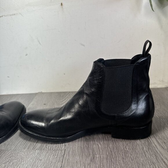 Frye Chelsea Boots Men 10.5 Black Leather  Ankle Pull On Shoes Made In Italy main image 9